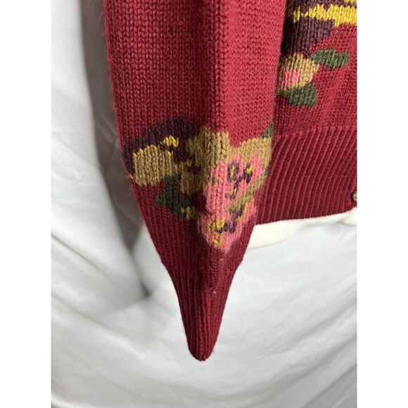 Robin Sinkler Worsted Wool Cardigan Sweater Floral Embroidery Size Large Vintage - Picture 3 of 10